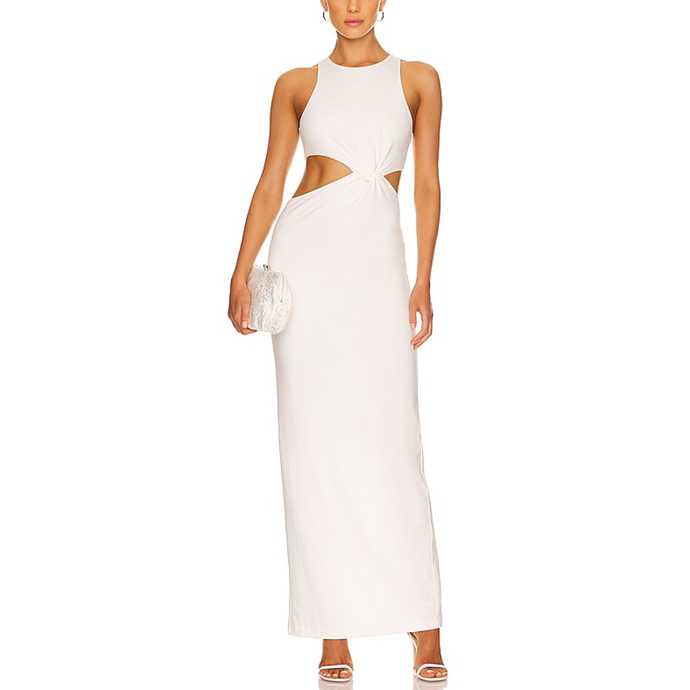 Nbd 'Kumiko' White Asymmetrical Maxi Dress Size S